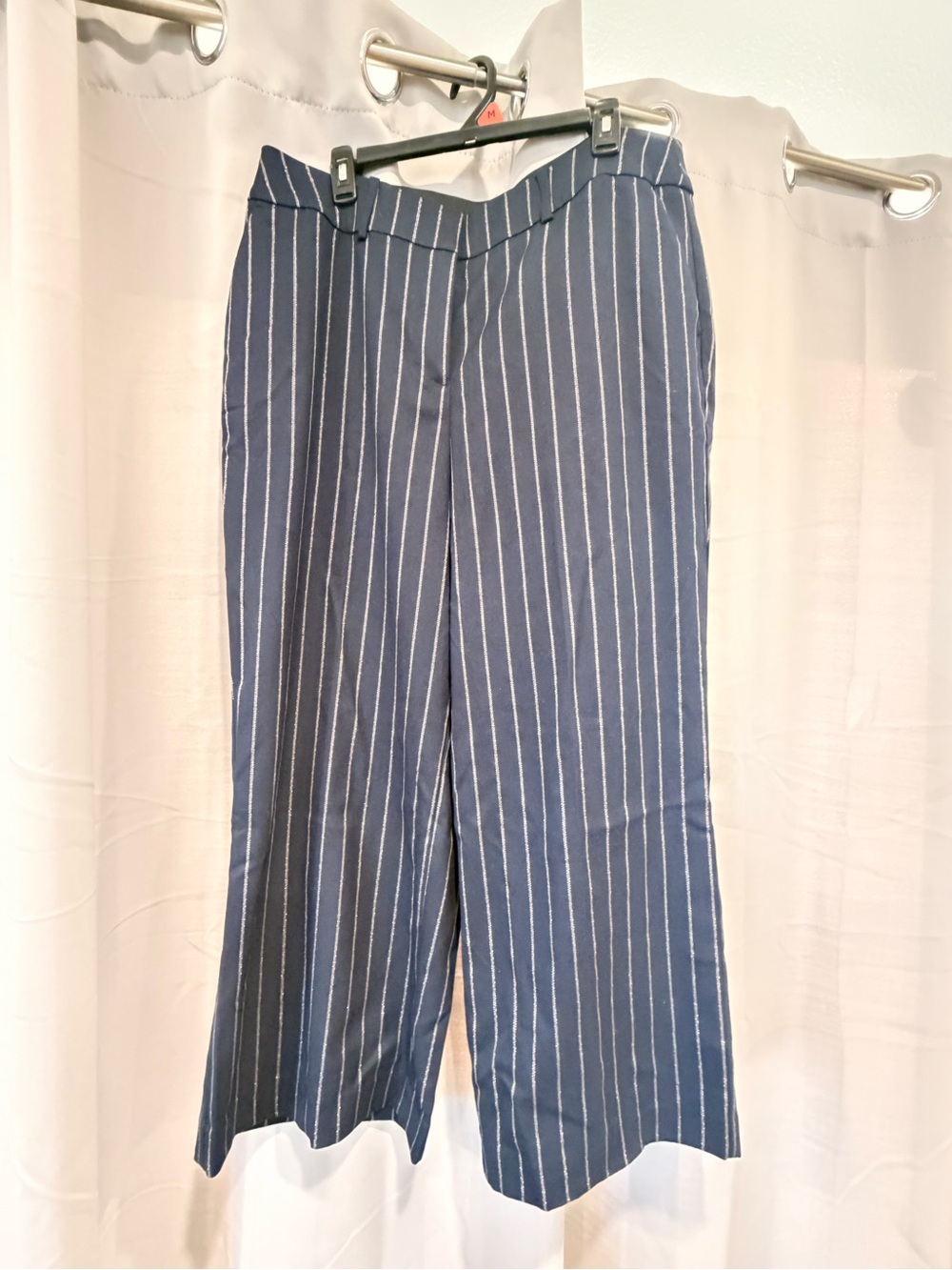 Lane Bryant Navy Pinstripe Wide-Leg Pants - Size 16S